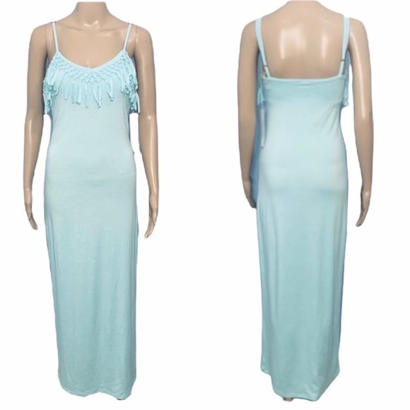 Stain NWT Rebel Sky Fringe Maxi Dress S Bliss Blue - Picture 8 of 16